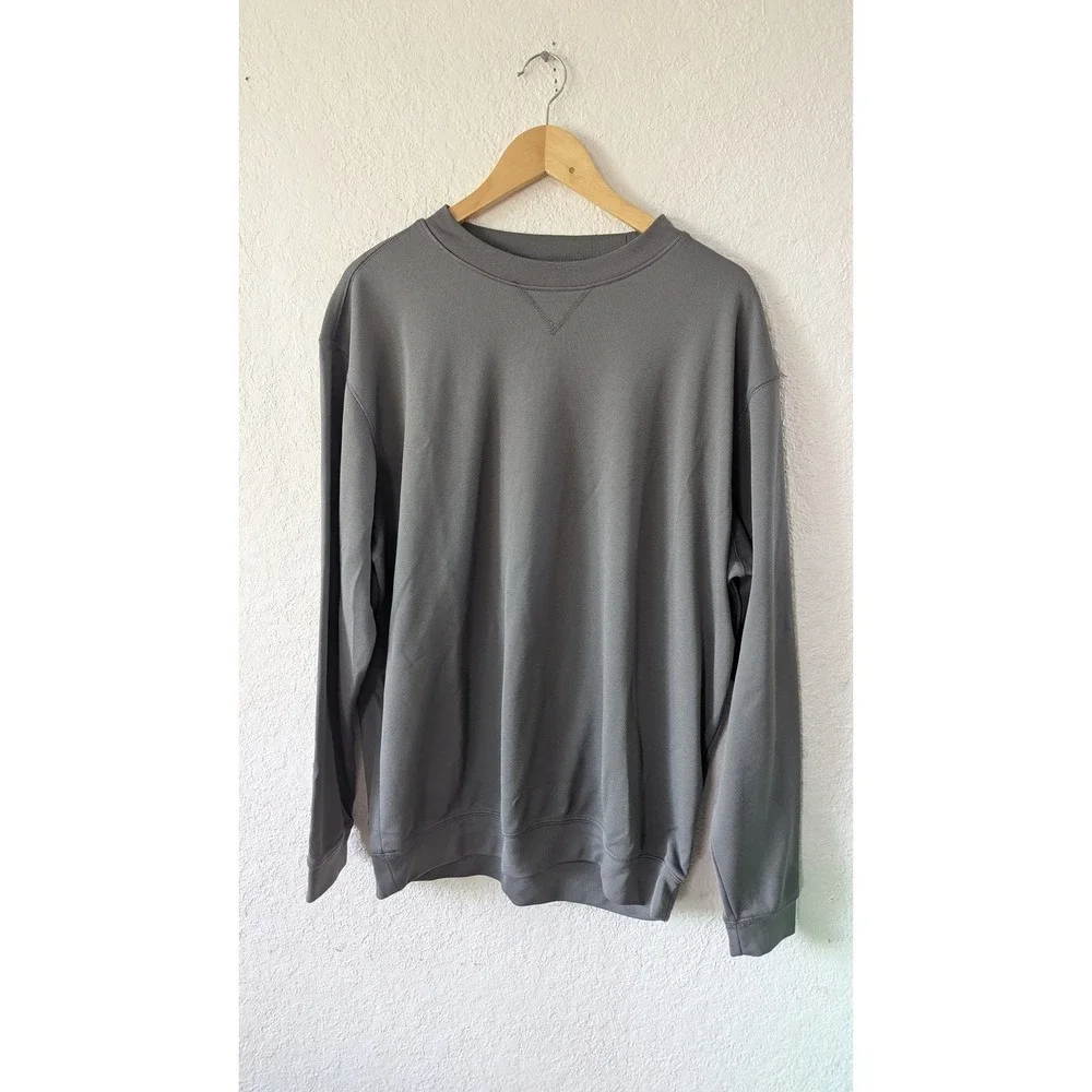 Pebble‎ Beach Performance Mens Large Gray Crewneck Golf Sweatshirt Pullover
